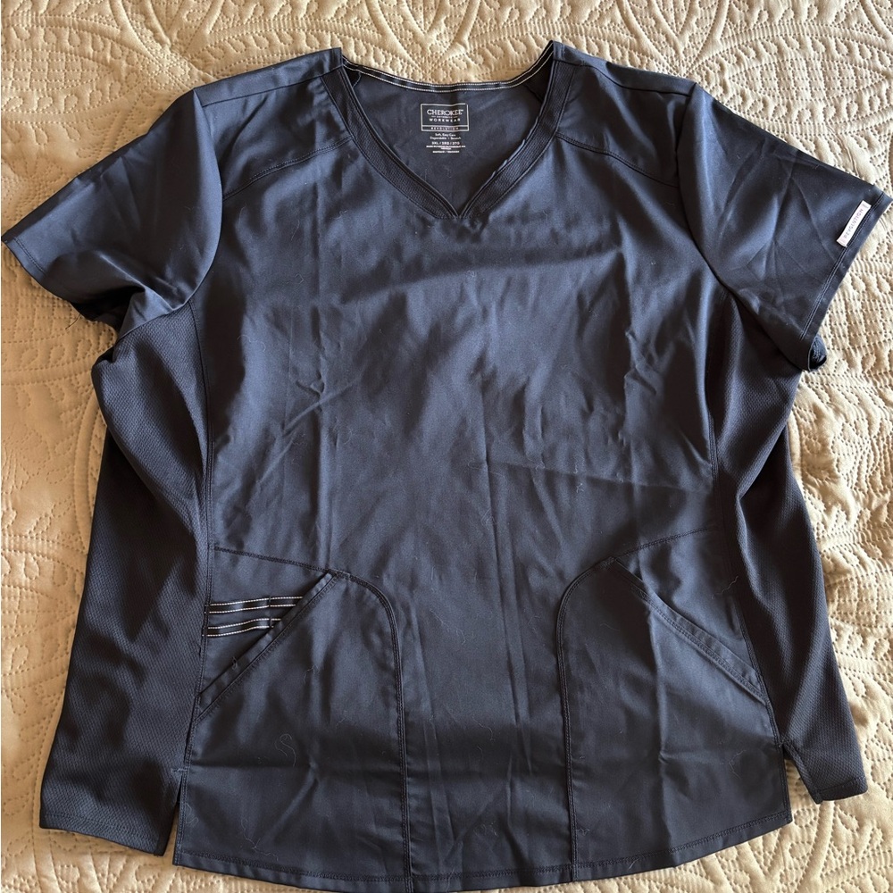 Cherokee Black Short Sleeve Scrub Top